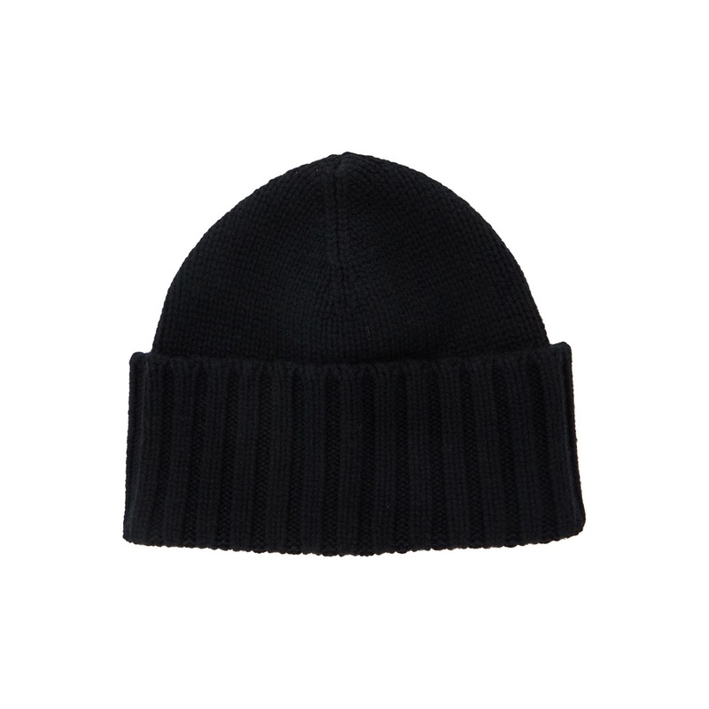 Black Hat with Ribbed Design in Cashmere Man