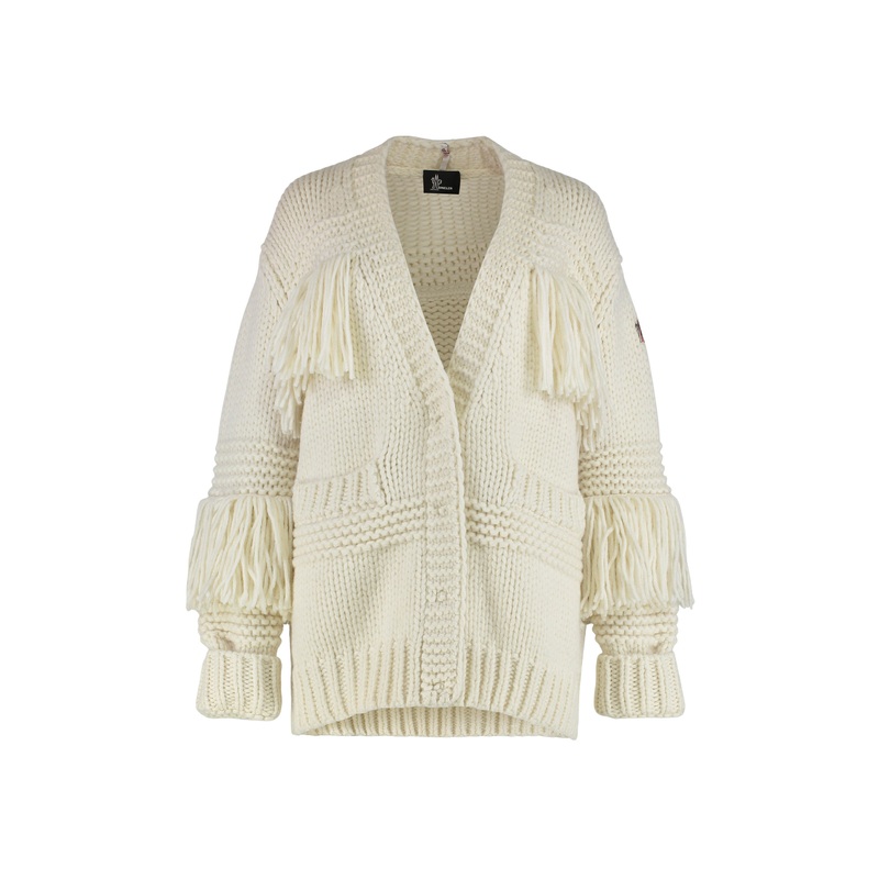 Cardigan in Mixed Wool with Fringes