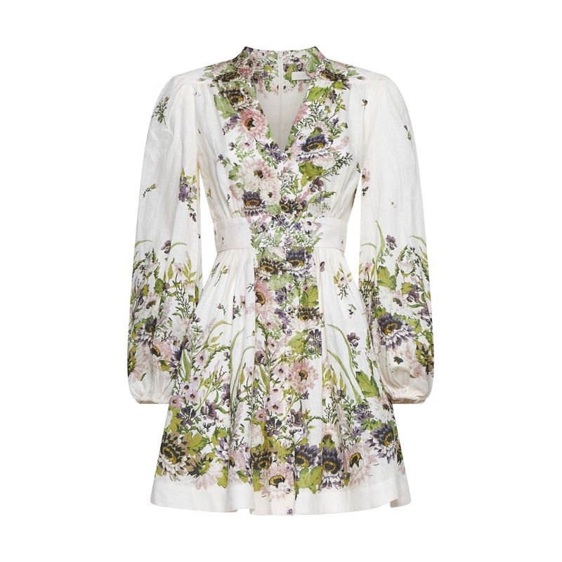 Halliday print linen mini dress