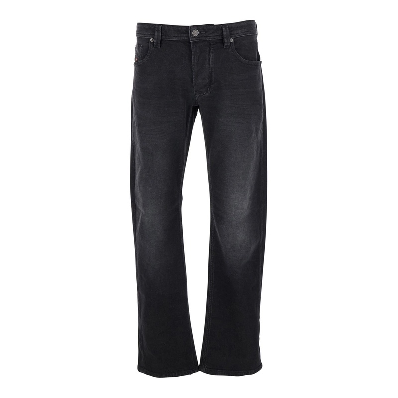 ‘Larkee’ Black Jeans with Logo Patch on the Rear and Tapered Leg in Denim Man