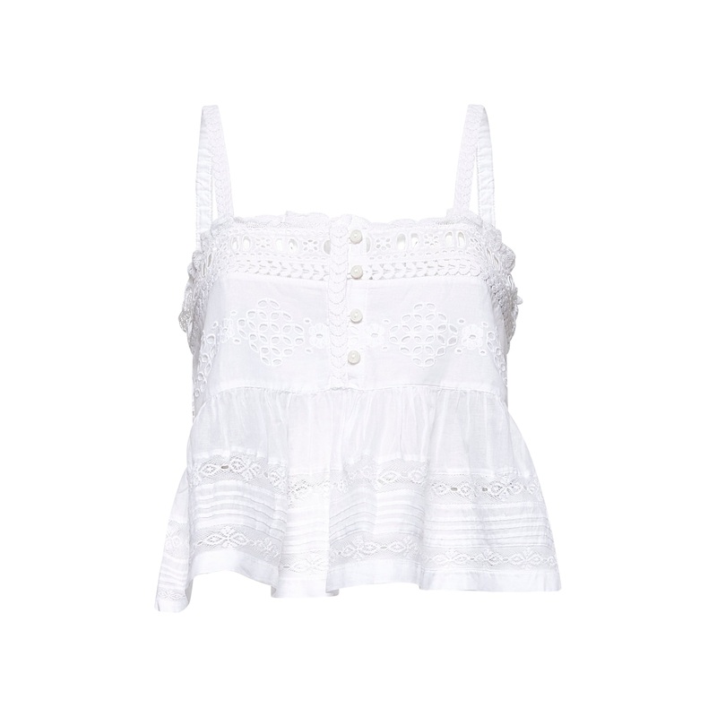 White embroidered cotton Denys top