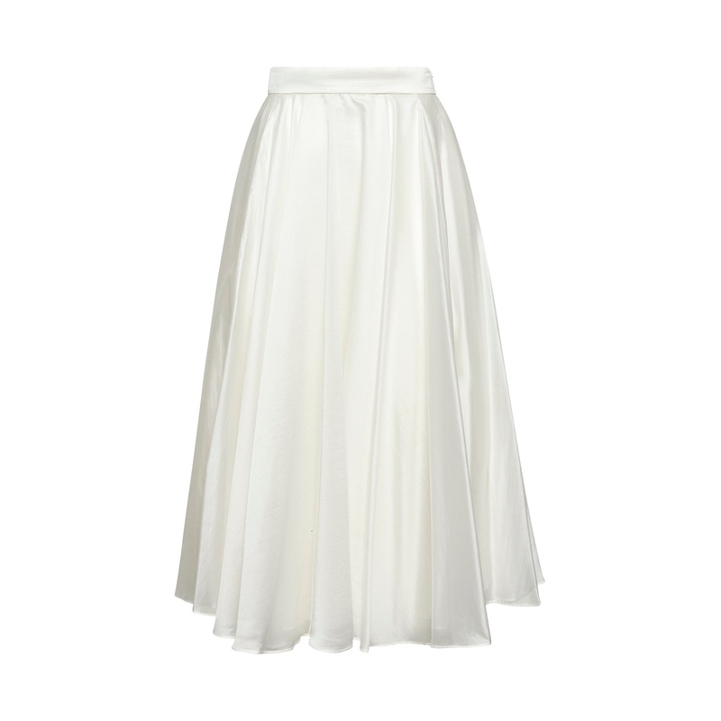 White muslin Gaudia full midi skirt