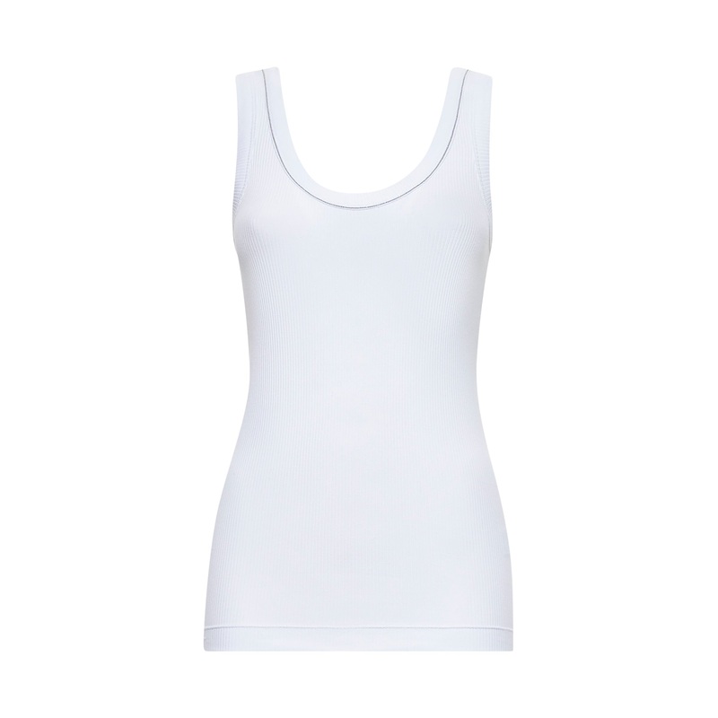 White ribbed jersey monili top