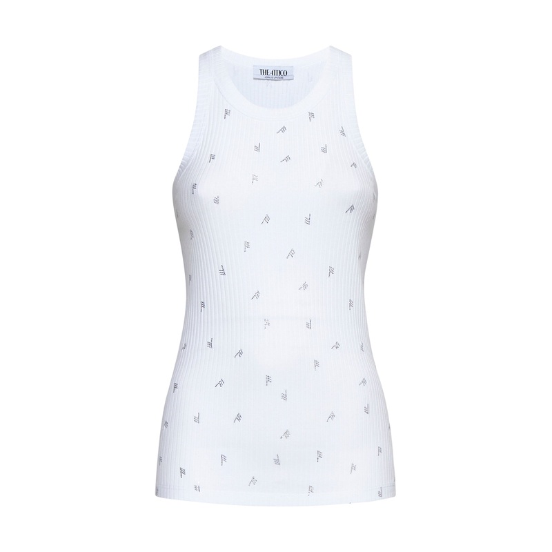 White ribbed logo hotfix top|40|42|44