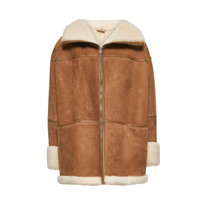 Beige Signature shearling jacket