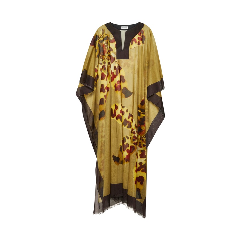 Green cotton printed kaftan|PZ
