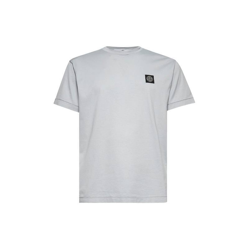 Grey logo patch cotton T-shirt