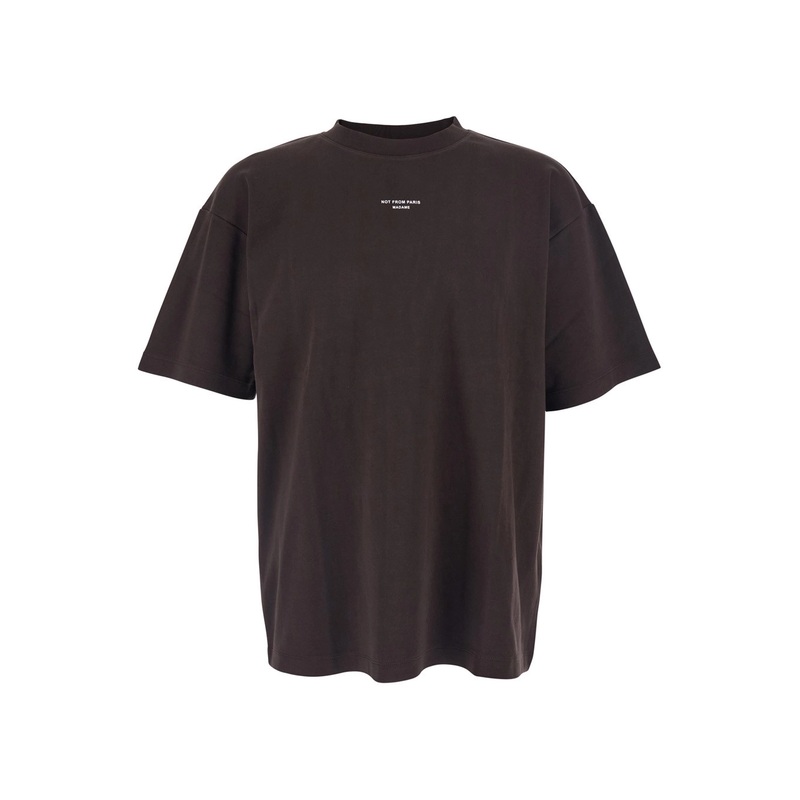 ‘Le T-Shirt Slogan Classique’ Brown Crewneck T-Shirt with Print on the Front in Cotton Man