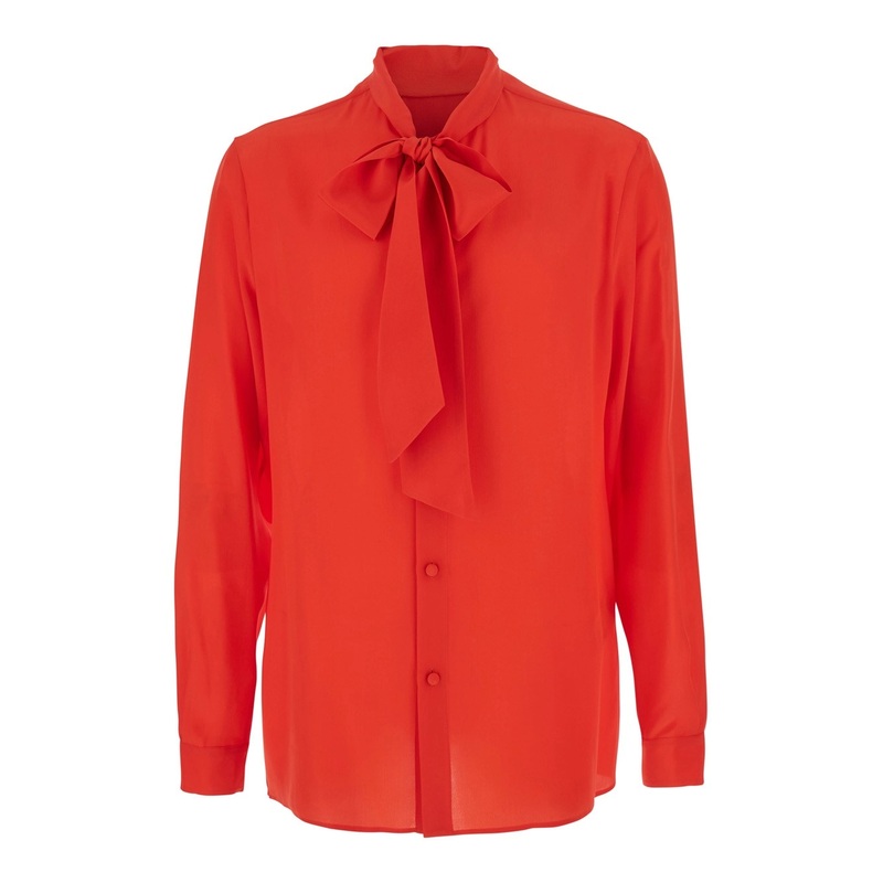 Red Shirt with Knot Collar in Cotton Man