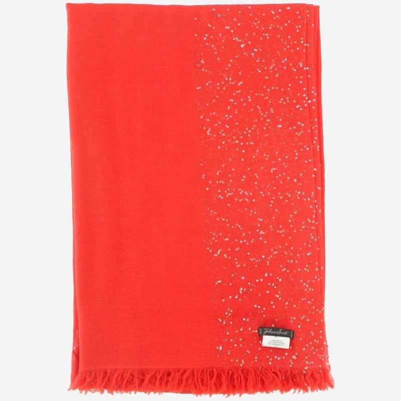 Virgin Wool Scarf with Sequin Detail