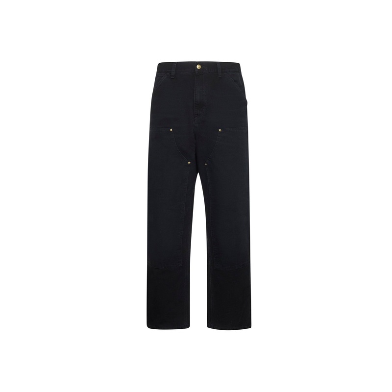 Black cotton canvas Double Knee jeans