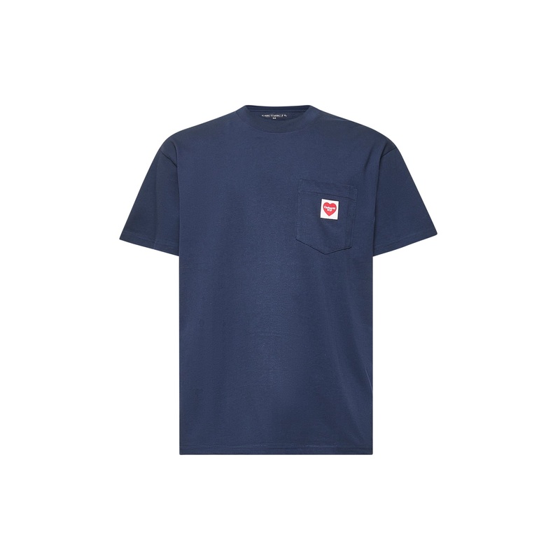 Blue cotton S/S Pocket Heart T-shirt