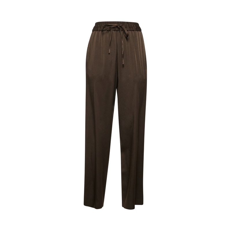 Brown satin Kendry trousers|36|38|40|42
