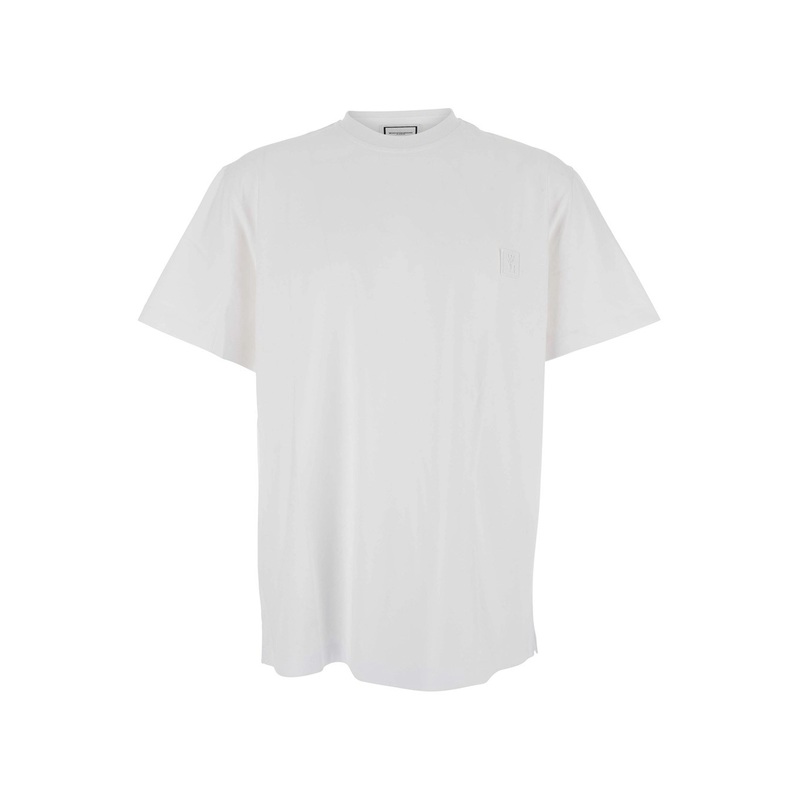 Grey Crew Neck T-Shirt with Back Lettering Logo in Cotton Man