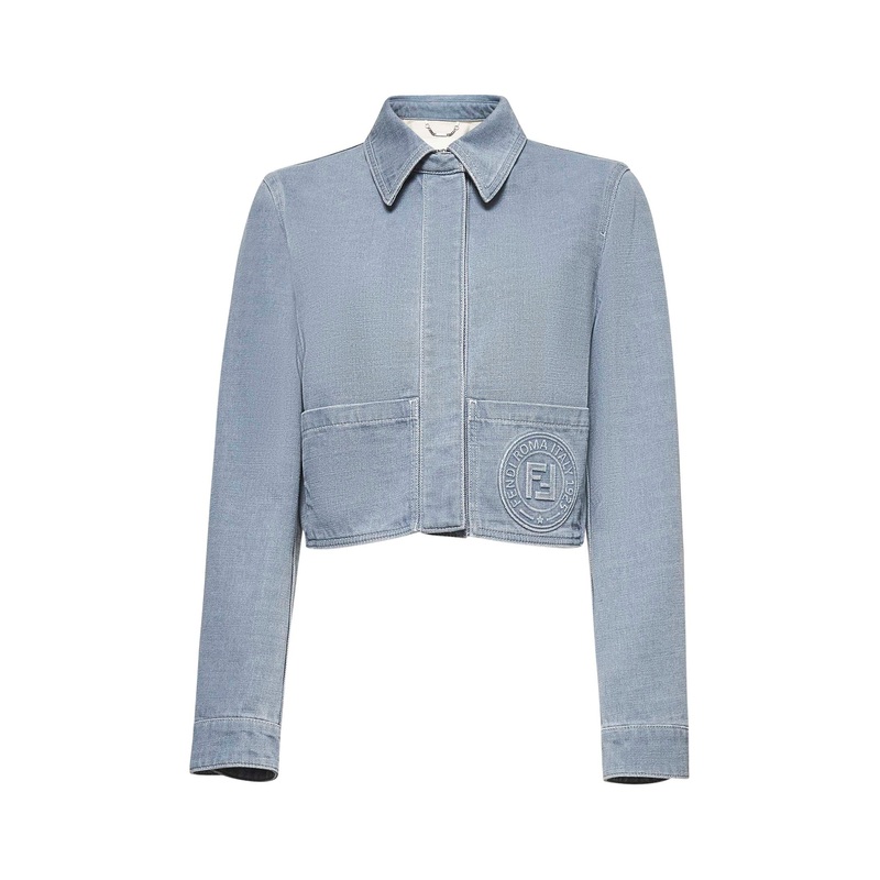 Light blue denim crop jacket|40|42