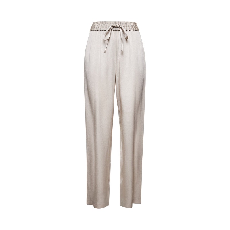 Beige satin Kendry trousers|36|38|40|42