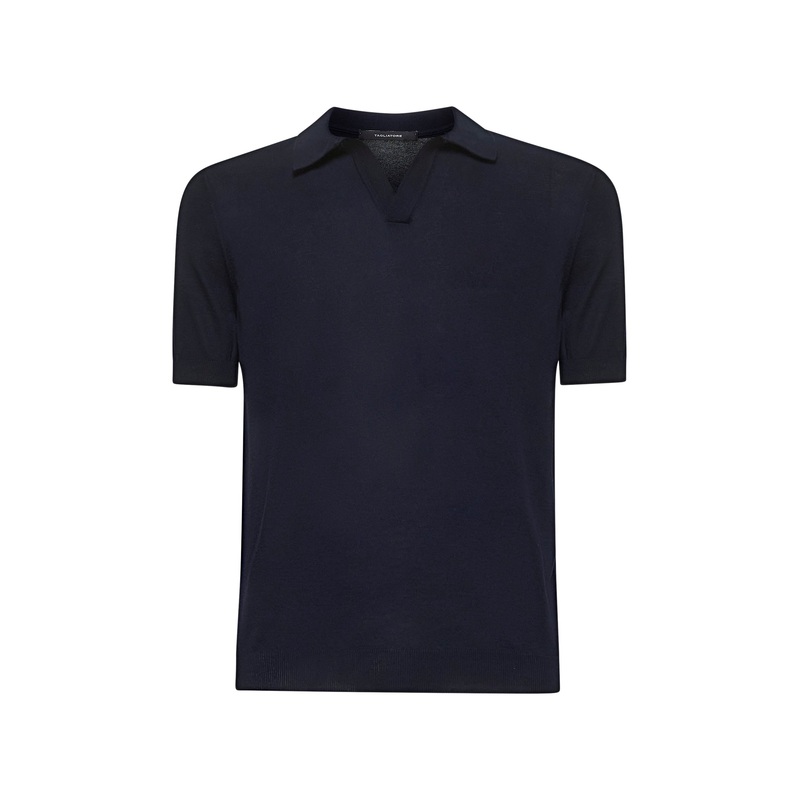 Blue cotton knit polo shirt|46|48|50|52|54|56