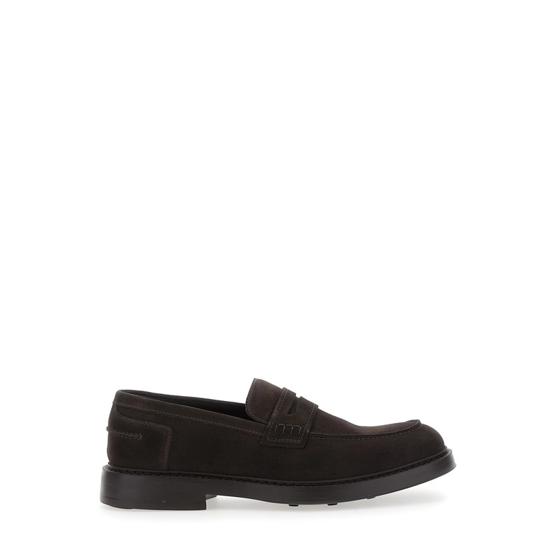 Brown Slip-On Loafers in Suede Leather Man