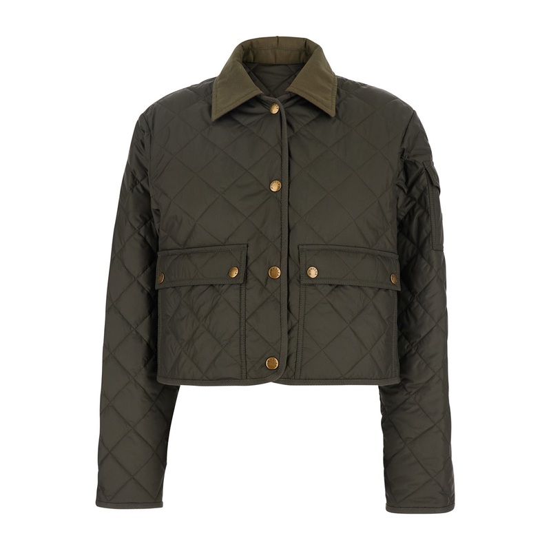 ‘Chitre’ Green Down Jacket with Logo Patch Applied on the Sleeve and Front Pockets in Tech Fabric Woman