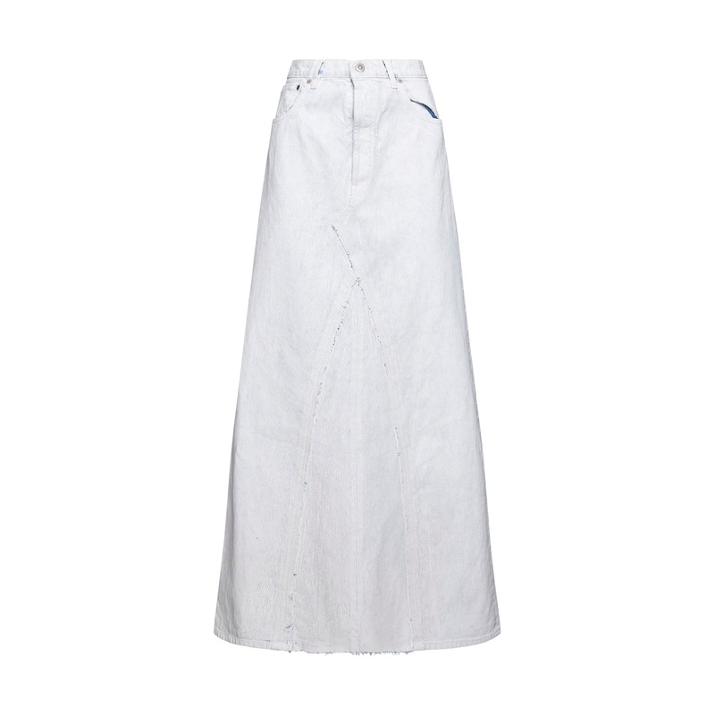 Coated denim long skirt|36|38|40|42