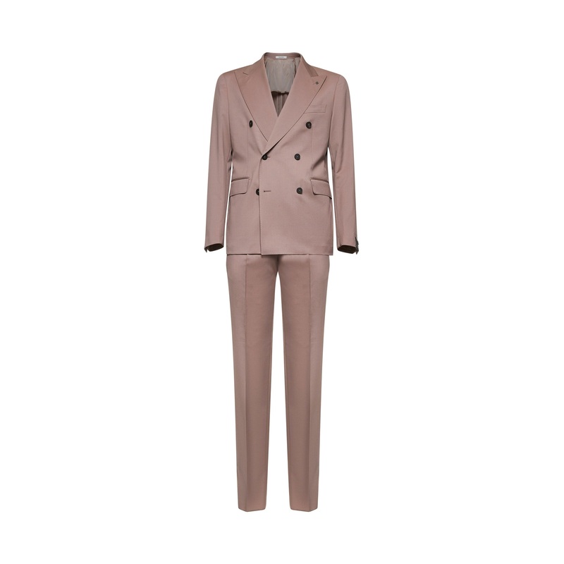 Pink virgin wool Vesuvio double-breasted suit