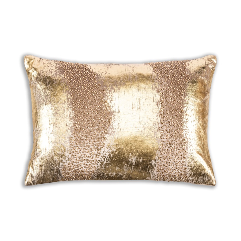 Ruza Stone And Gold Pillow|14×20|Stone/Gold