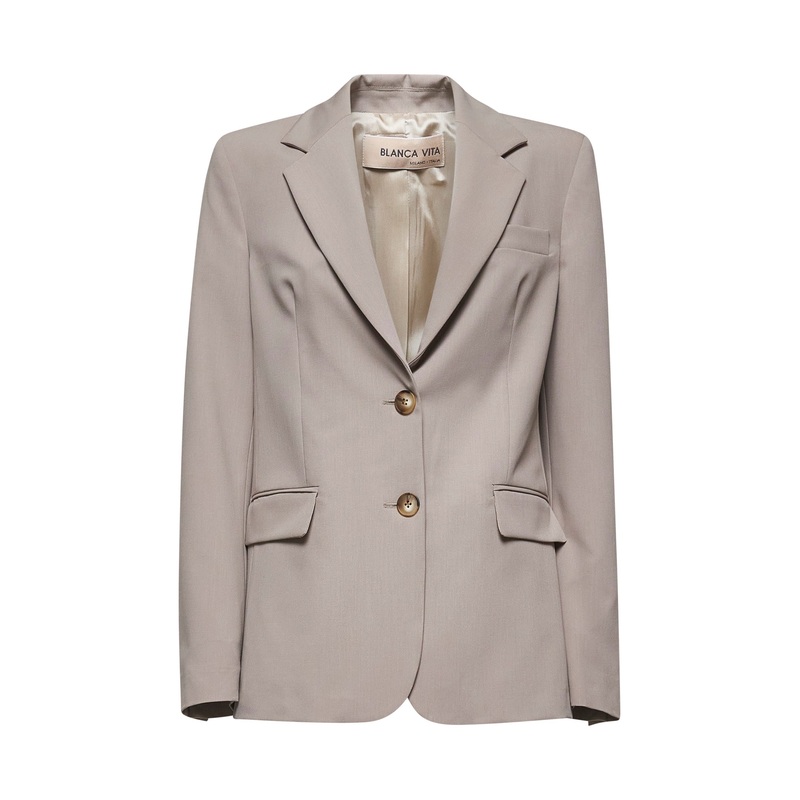 Taupe cady Genzia single-breasted blazer