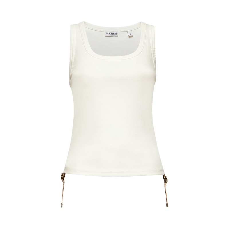 White ribbed jersey tank top|XS|S|M|L