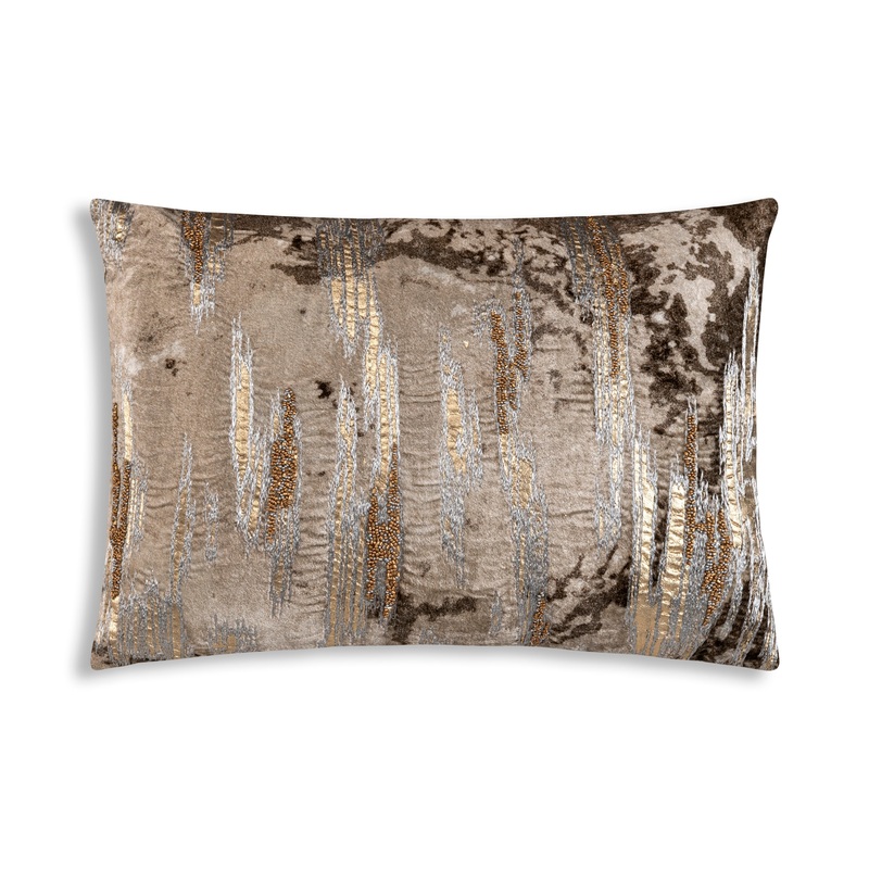 Aida Ivory Ombre Pillow|14×20|Stone/Gold