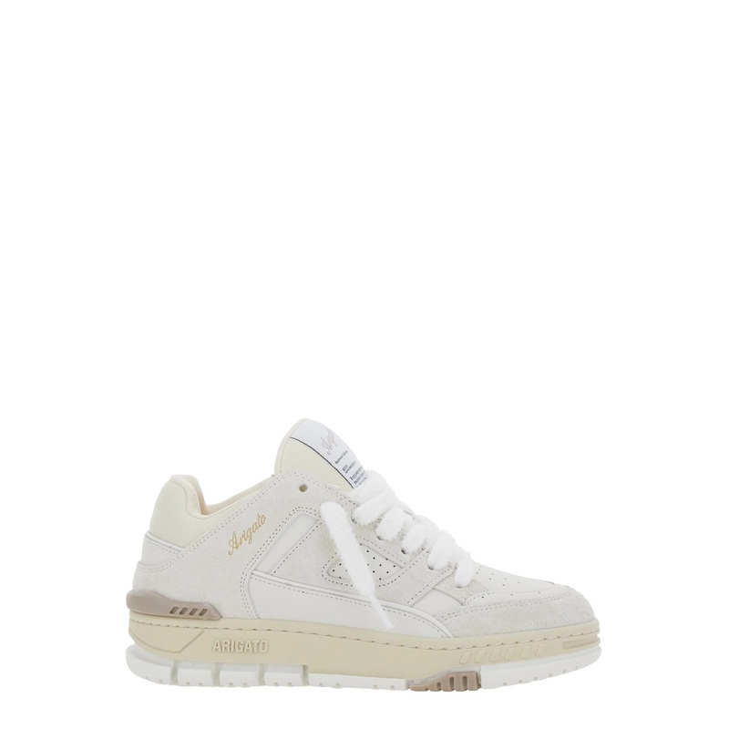 ‘Area Lo’ White Low Top Sneakers with Logo Patch on the Tongue and Chunky Sole in Leather Blend Woman
