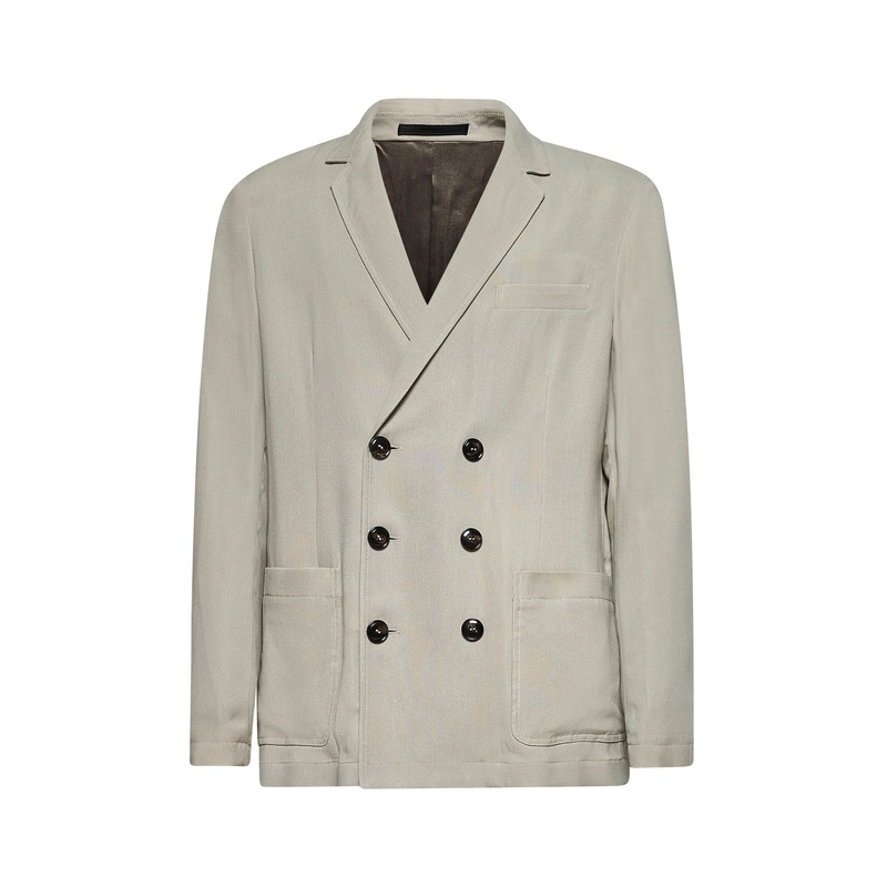 Beige cupro natt double-breasted blazer