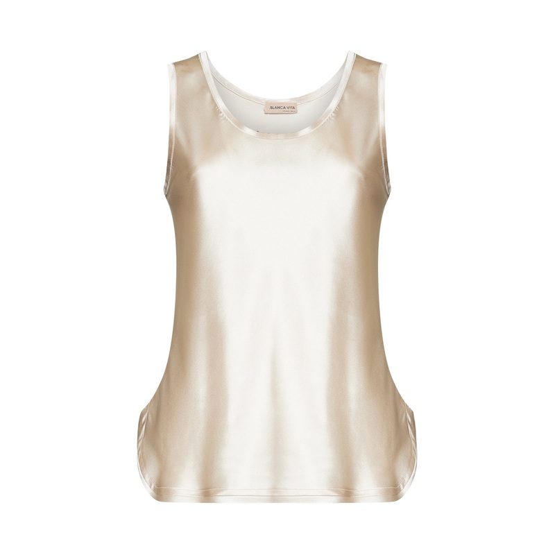 Beige stretch silk Belis tank top