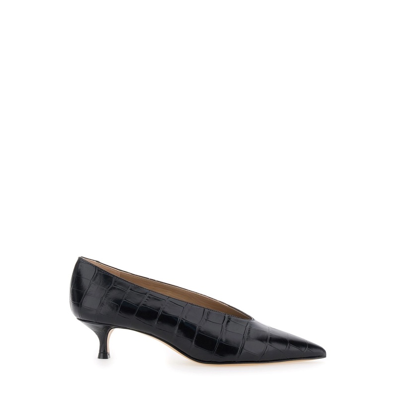Black Pumps with Kitten Heel in Patent Leather Woman