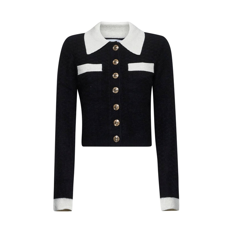 Black textured knit cardigan|XS|S|M