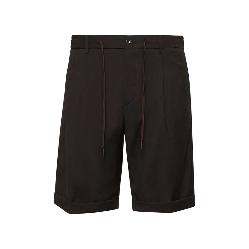 Brown virgin wool icoman Bermuda shorts