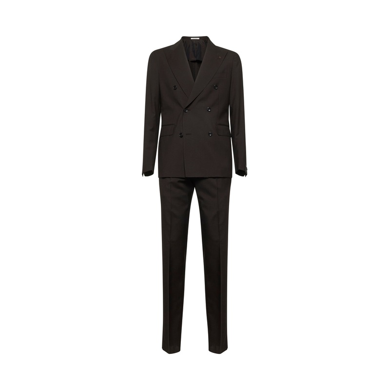 Brown virgin wool Vesuvio double-breasted suit