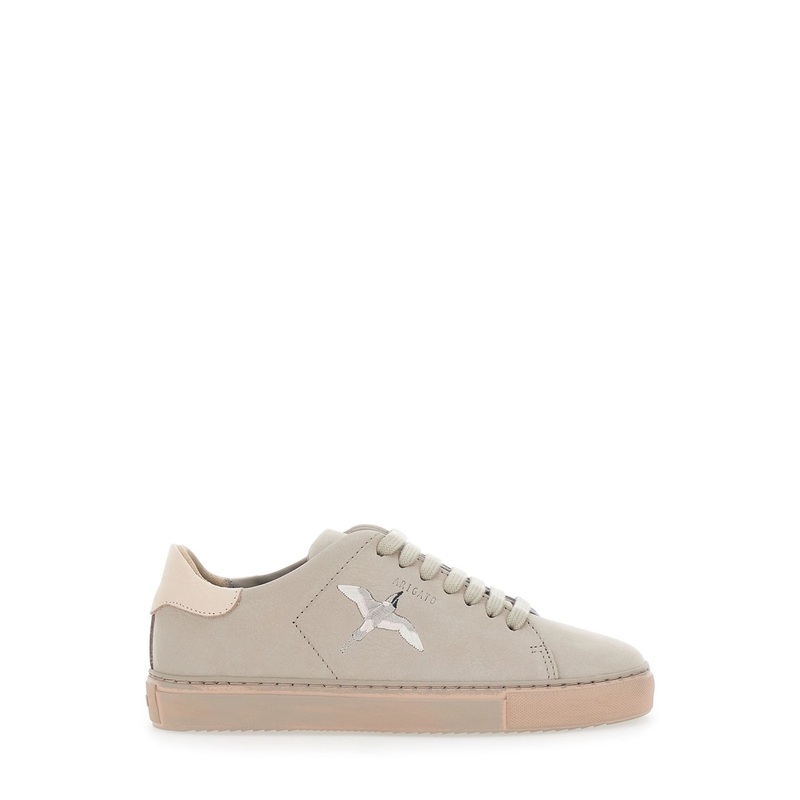 ‘Clean 90’ Grey Low Top Sneakers with Logo Embroidery on the Side in Leather Woman