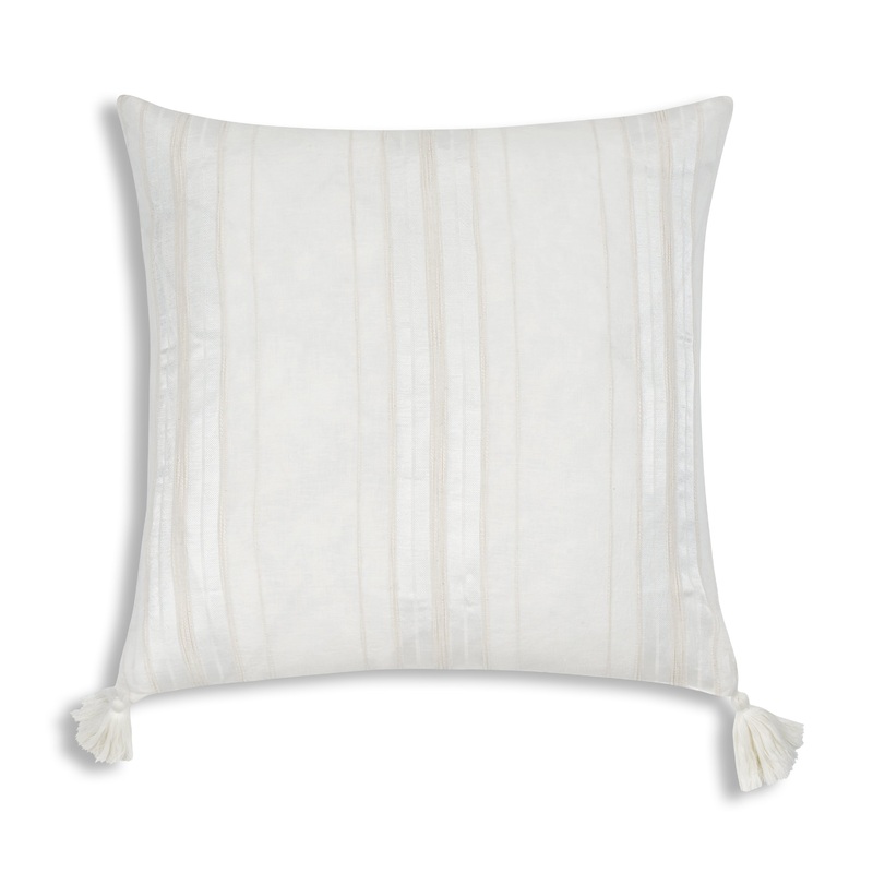 Enzo Linen Stripe Euro Sham|26×26|White/Ivory