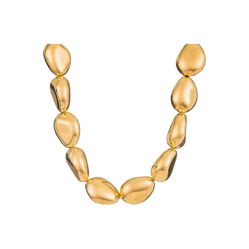 ‘Lace Stone’ Metallic Necklace with Chunky Design and Without Closure in Gold Plated Bronze Woman