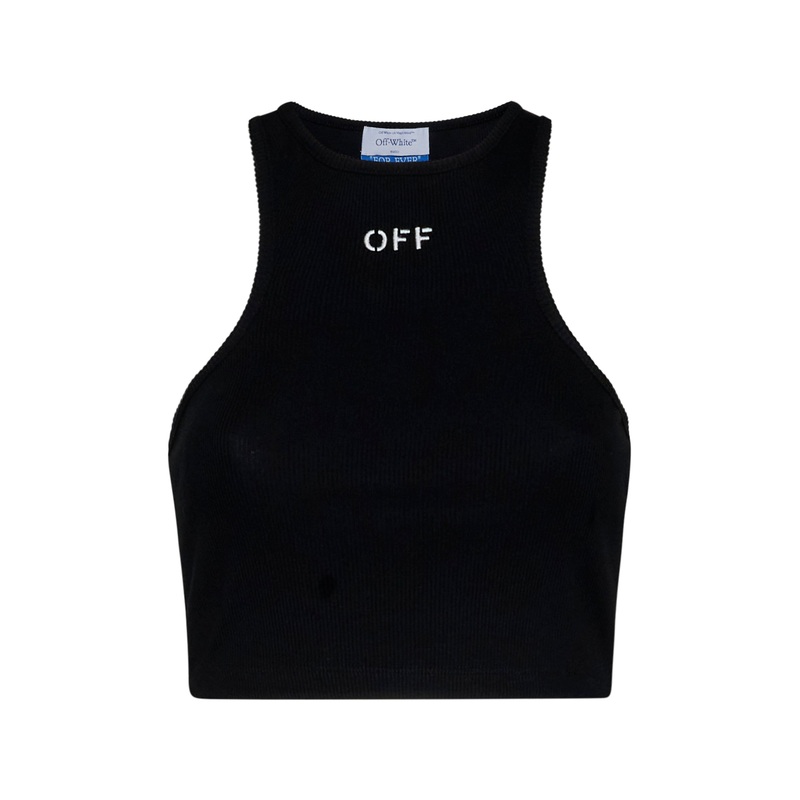 Logo rib-knit cotton rowing top