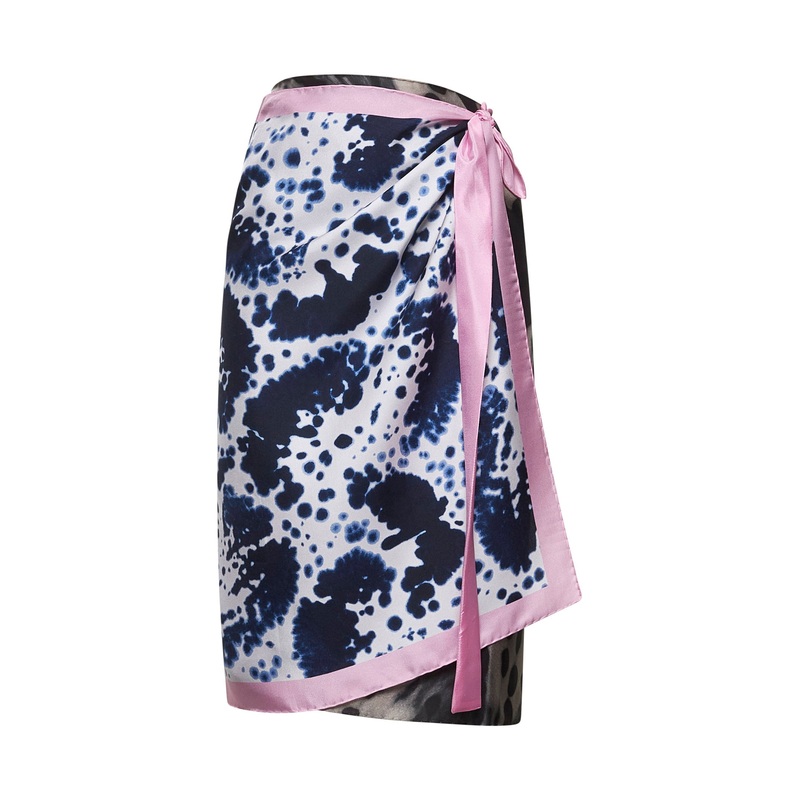 Printed silk wrap scarf-skirt|PZ