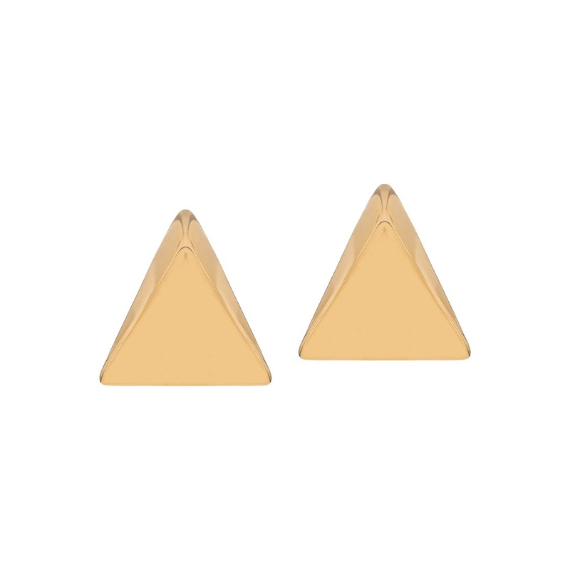 ‘Virtual’ Metallic Earings with Butterfly Clasp Closure and Triangular Shape  in Gold Plated Bronze Woman