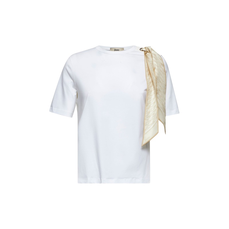 White jersey T-shirt with scarf