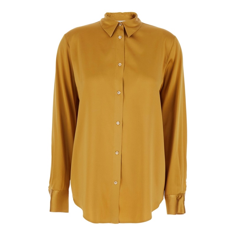 Yellow Shirt with Classic Collar in SIlk Woman