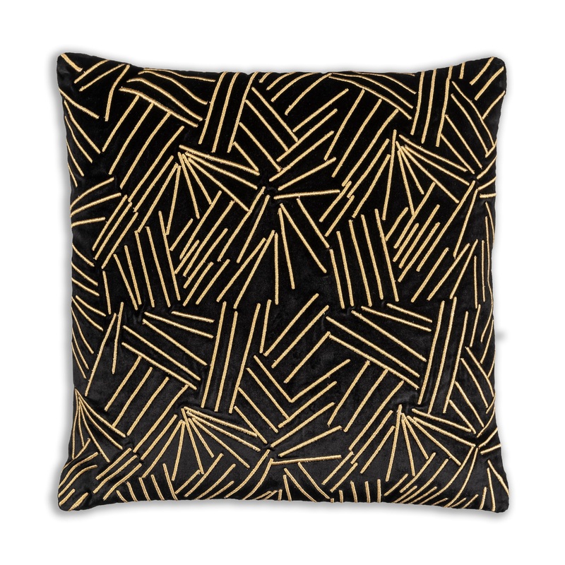Zora Black And Gold Pillow|22×22|Black/Gold