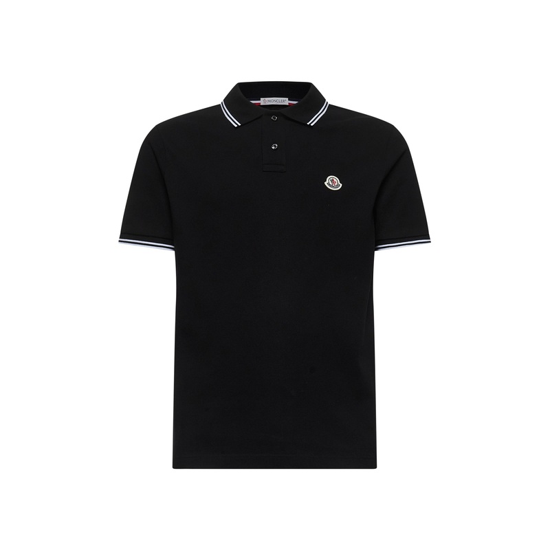 Black cotton pique polo shirt|S|M|L|XL|XXL