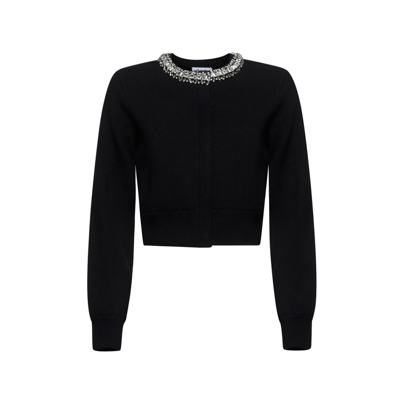 Black embellished knit cardigan