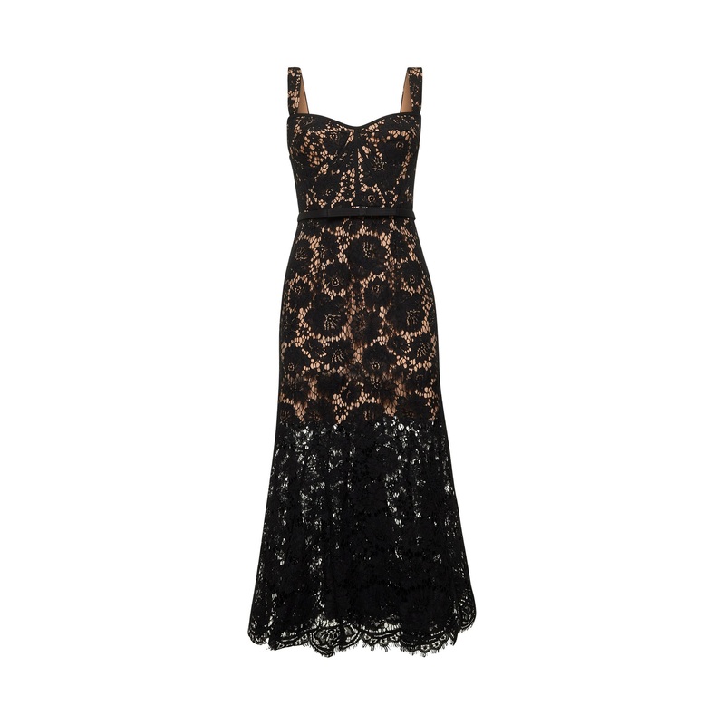Black floral lace midi dress|6|8|10|12