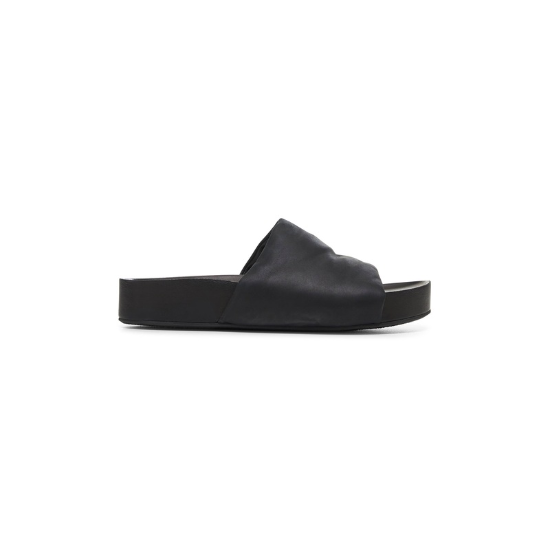 Black nubuck slide sandals|36|37|38|39|40