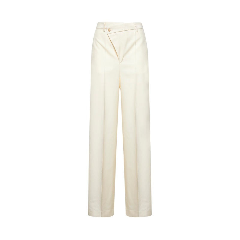 Ivory light wool blend tailored trousers